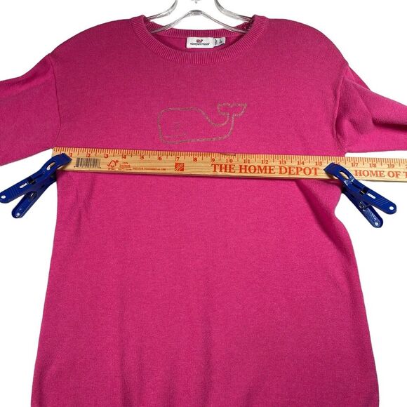 Vineyard Vines Girls Pullover Crew Neck Sweater Size L/14 Pink Whale Logo Cotton - Picture 4 of 9